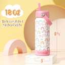 Fimibuke Kids Insulated Water Bottle, 18oz BPA FREE 18/8 Stainless Steel Kids Cup with Straw Travel Tumbler Double Wall Vacuum Leak Proof Toddler Water Bottle for School Boys Girls(1 Pack, Game)
