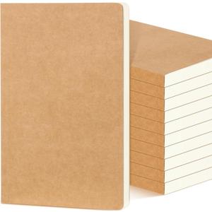 Zhanmai 10 Pack A5 Journal Refill 5.5 x 8.2'' Refillable Notebook Inserts A5 Paper Refill Kraft Travelers Journal Notebooks for Office School Writing Supplies, 100 Sheets/200 Pages(Ruled Lined)