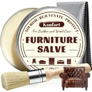 Leather & Furniture Repair Salve, Furniture Salve with Brush for Leather Wood, Leather Conditioner Help Prevent Cracking or Fading