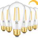 Kondras Dimmable LED Bulbs, 7W 850Lumens High Brightness, 60W Incandescent Equivalent Bulbs, 3000K Soft White, ST58 Antique Filament Light Bulbs, E26 Base, Clear Glass, Vintage Bulbs for Home, 6-Pack