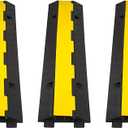 CXRCY Cable Ramp 3 Pack 2 Channel 11000lbs axle Capacity Floor Cord Cable Protector, Rubber Speed Bumps Hose Protector Ramps for Wire/Hose/Pipe Hider Driveway &Outdoor 40x10x2 inch(L x W x H)