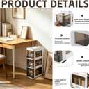 3 Drawer Storage Organizer, Narrow Plastic Storage Drawer Cart with 4 Wheels, 3 Tier Space Saving Storage Tower Box, Narrow Storage Cart for Small Space Bedroom Bathroom Kitchen Pantry Office