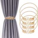 1 Pack Curtain Tiebacks Aluminum Alloy Spring Design Curtain Holdback Leaf Carving Design Curtain Ties for Drapes Curtain Ties Backs Curtain Modern Style Curtain Holdback Decor(Gold Leaf)