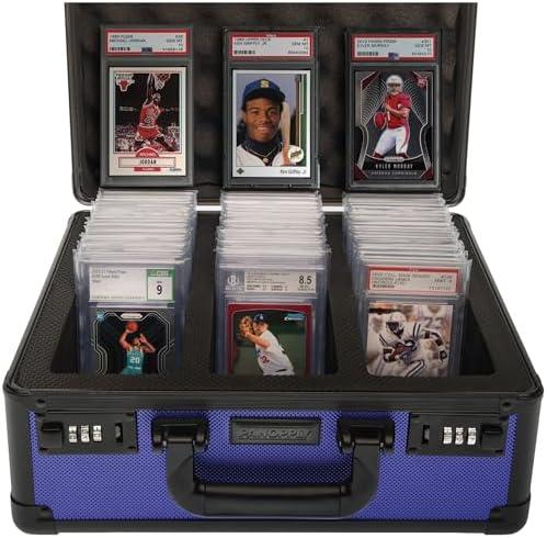 SLAB ARMOR 120+ 3 Row Psa Graded Card Storage Box Graded Card Case Psa Slab Case for Graded Cards Psa Card Case Baseball Card Cases for Sports Cards Storage (Blue)