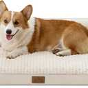 . COZY KISS Orthopedic Dog Bed for Large Sized Dogs, L Shaped 36x27 inch | Non-Slip Bottom Soft Pet Sofa with Washable Removable Waterproof Cover, Egg-Crate Foam Couch with Portable Handle, Beige, 4, Standard:15.7"x28.3"x19.7" 