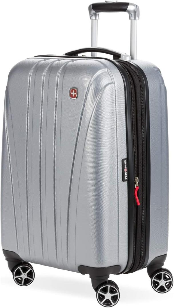SwissGear 7585 Hardside Expandable Luggage with Spinner Wheels, Silver, Carry-On 19-Inch