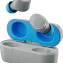 Skullcandy Jib True 2 Wireless Earbuds, Bluetooth Headphones, Up to 33 Hours Battery with Charging Case, Noise Isolating Fit, Sweat and Water Resistant, Microphone for iPhone Android - Light Grey/Blue