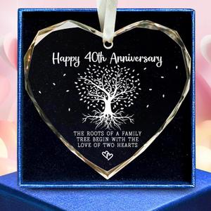 Gifts for 40th Wedding Anniversary - 40th Wedding Anniversary Ornament, 40 Marriage Ornament - 40 Anniversay Married Gifts - 40 Marriage Gift for Parents, Couple - Glass Ornaments