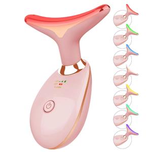 Face and Neck Massager Light Therapy, Red Light Based Facial Massager for Skin Care, Firming, Smoothing (Rose Golden)