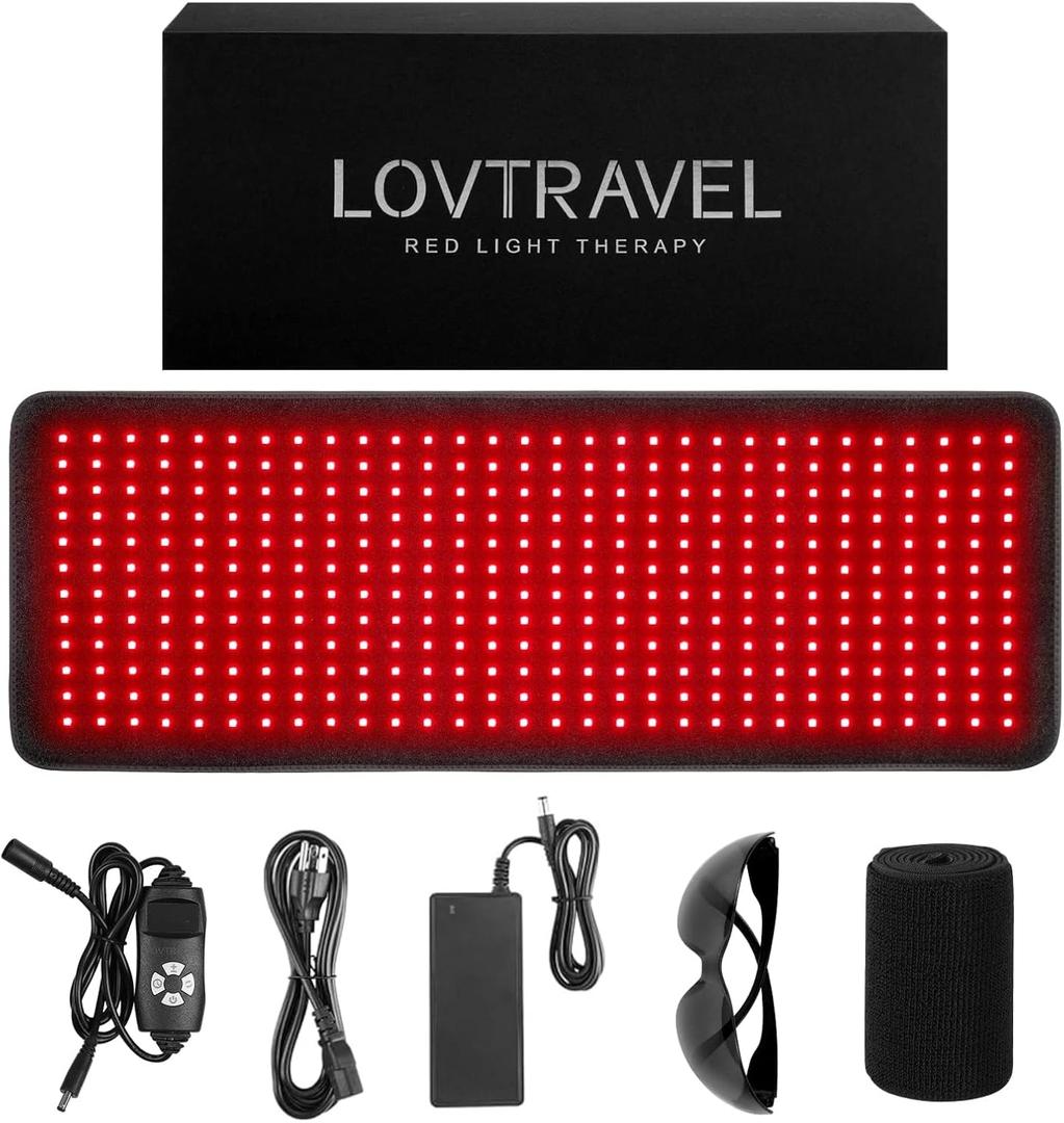 LOVTRAVEL 360pcs LED 660nm Red Light and 850nm Near Infrared Light Therapy Devices Mat Large Wearable Pads Wrap for Body Pain Relief (Size 31.88'' x 11.81'' XX-Large)