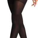Ultimate Rip Resistant Tights for Women, 40D Semi Sheer High Waist Pantyhose Control Top Indestructible Stockings (Large, Black)