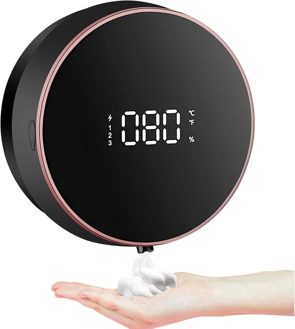 Automatic Wall-Mounted Electric Foaming Soap Dispenser : Hand-Free, Rechargeable, touchless, Intelligent, Smart and Modern Hand soap Dispenser for bathrooms, Kitchens (Black)