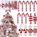 Red and White Christmas Ornaments Set, 14Pcs Christmas Tree Decorations with 6.5 inches Candy Cane Lollipop Ornaments, Shatterproof Xmas Balls Hanging Ornaments for Tree Home Holiday Party Decor