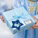 WERNNSAI Hanukkah Holiday Gift Tags - 24PCS Blue Themed Gift Wrapping Tags with Ribbon, Sticker Seals, and Mini Notecards (Star of David, Menorah, Dreidel) for Gift Bags and Wrapped Presents