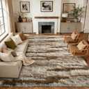 9x12 Extra Large Fluffy Area Rugs Non-Slip for Living Room Tie-Dyed Khaki