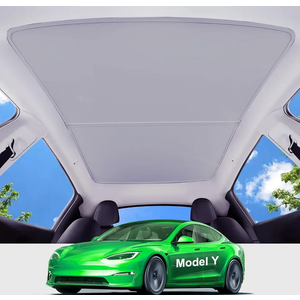 Upgrade Tesla Model Y Sunshade Roof, Never Sag & Nano Ice-Crystal Coatings, Foldable Sun Protection and Heat Insulation Glass Roof Sun Shade, Accessories for Interior Tesla Model Y