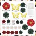 MotiMind 39 Pcs Graduation Cap Decorations Kit Including 25 Rose Heads Paper Flowers 12 3D Gold Butterfly Stickers 1 Self Adhesive Pearl 1 Rhinestones Stickers for DIY Graduation Cap(Red and Green)