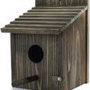 NATUREYLWL Weatherproof Bird House, Wooden Bird Houses for Outside with Pole, Durable Birdhouse for Finch, Bluebird, Cardinals, Hanging Birdhouse Garden Country Cottages (Brown)