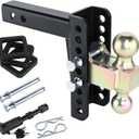Adjustable Drawbar Trailer Hitch Fit for 2-Inch Receiver with 6" Drop/Rise and Carbon Steel 2" and 2-5/16" Ball Hitches Heavy Duty for Max Towing 20000 LBS
