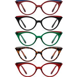 Eyekepper 5-pack Cat Eye Reading Glasses Cute Reader for Women 2.0