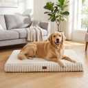Orthopedic Dog Bed for Large Dog, Waterproof Washable Pet Bed for Crate
Non-Slip Bottom and Egg-Crate Foam with Removable Washable Cover Crate Bed,Cream,36"x27"x3"