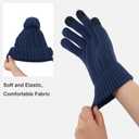MissShorthair Womens Beanie Winter Hats 3 in 1 Knit Warm Hat Gloves and Scarf Set Women Scarves for Cold Weather (Blue)