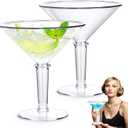 Unbreakable Giant Martini Glasses set of 2, 48 oz Plastic Cocktail Glasses, Jumbo, Reusable, BPA Free, Detachable, Perfect for Picnic, Beach & Patio Party, Appetizers, Birthday, Wedding and All Events (EXP 02/10/27)