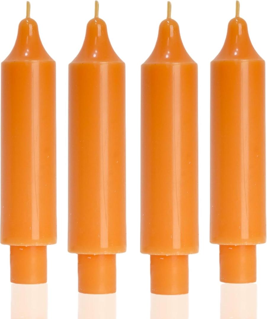 MAITREYA Orange Taper Candle Short Candlesticks Dripless Dinner Candle for Wedding Party Decoration Home Dinner,6.5inch,4 Pack