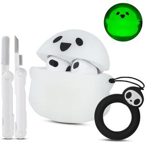 for AirPods 3rd Generation Case Cute with Cleaner kit, [Glow in The Dark] Funny Anime 3D Halloween Ghost airpods Gen 3 Case Soft Silicone Protective Skin Cases Compatible with Apple Airpod 3