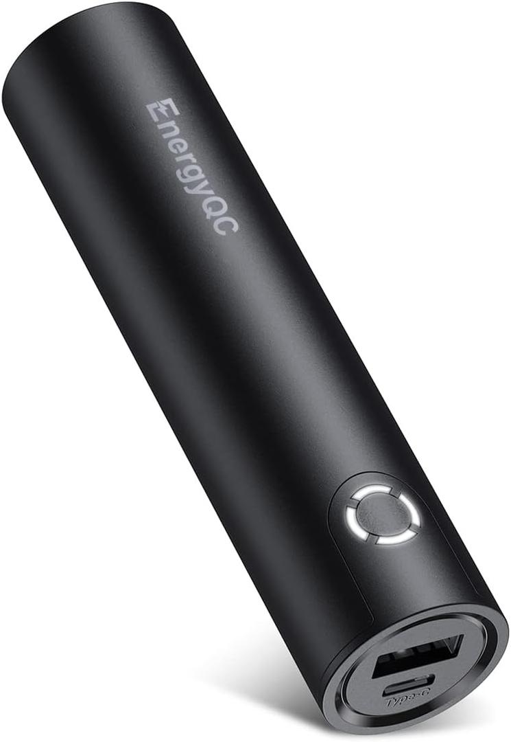 EnergyQC Fast Charging Portable Charger 5000mAh,External Battery Power Bank with 5V/2.4A Output and USB-C Input(Recharge Only), Battery Pack Compatible with iPhone,Samsung Galaxy and More-Black