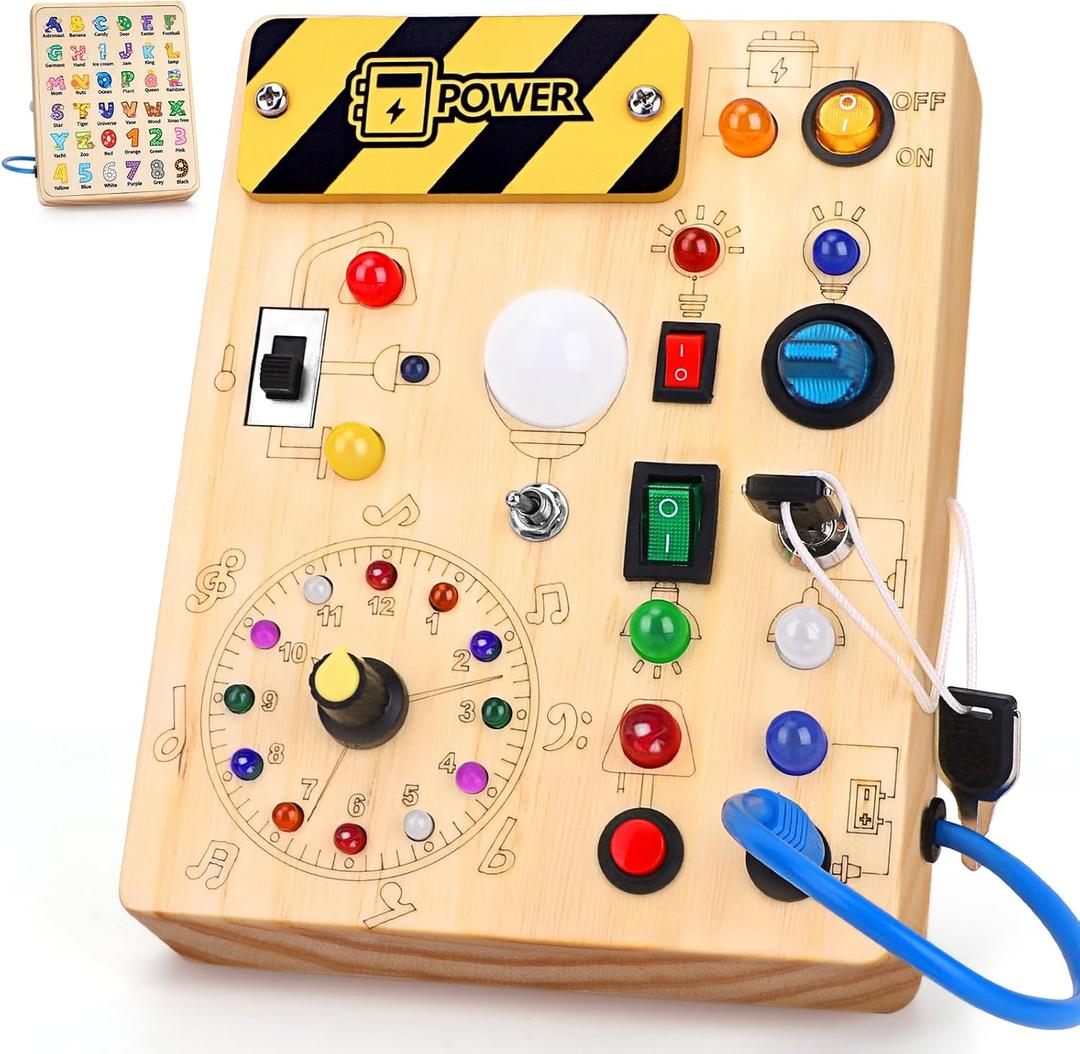 Konijiwa Busy Board - Montessori Toys for 1-3 Years Old Boys & Girls | Sensory Toys for Kids with Autism | Toddlers Learning Activity for Early Development (Busy Board v2)