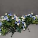 Zeyune 16 Bunches 12 Inch Artificial Mini Rose Bouquet 160 Heads Bridal Flower Bouquets Fake Silk Rose Bulk for Valentine's Day Wedding Bridal Shower Home Office Garden(White and Blue)