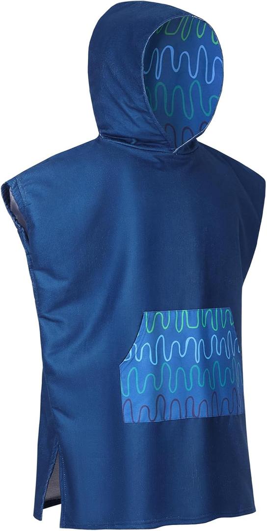 Weecreeture Kids Swim Chaing Robe Towel Poncho - Beach Cover Up for Boys Girls Surf Poncho, Soft and Absorbent Bath Towe Robe Dark Blue 6-9 Years