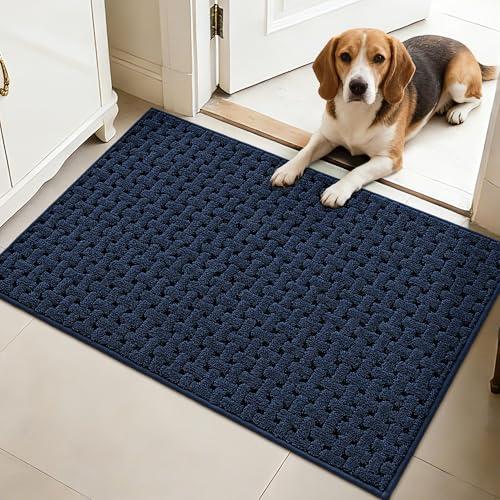 FLOORHUG Door Mat Indoor Entrance 24x36, Non-Slip Washable Doormats Entry Way Mats, Dirt Resistant and Absorbent Welcome Mat, Easy Clean Low-Profile Doormat, Front Door, Inside Entrance, Blue