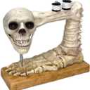 Crazy Bonez Skeleton Sewing Machine Halloween Decoration with Animated Skull, Light Up Eyes, and Sound Effects