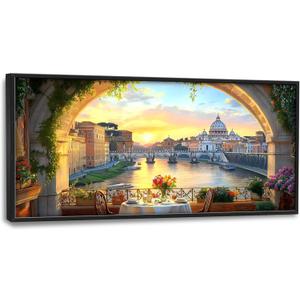 Tiber River in Rome Italy Large Wall Art Framed Wall Decor for Living Room, Cityscape Pictures Oversized Canvas Print Painting Modern Extra Large Framed Artwork for Bedroom Office Home Decor 60"x30" Tiber River in Rome Italy Large Wall Art Framed Wall Decor for Living Room, Cityscape Pictures Oversized Canvas Print Painting Modern Extra Large Framed Artwork for Bedroom Office Home Decor 60"x30"