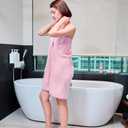 Women's Lightweight Spa Wrap with Hair towel Body Wrap after Shower Adjustable Closure Bathrobe