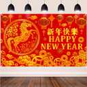 Chinese New Year Party Backdrop Happy 2026 Chinese New Year Party Background Decorations Lunar Year of The Horse Theme Photography Backdrop for 2026 Spring Festival Party Supplies