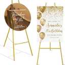ARTASY 57" Gold Easel Stand for Wedding Sign, Adjustable Metal Easel for Display, Poster, Painting Canvas, Portable Large Welcome Sign Stand for Home and Office