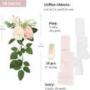 Wedding Aisle Decorations - Set of 10 Pew Flowers - Artificial Roses & Eucalyptus - Pink & Cream - 5.5" x 13" - Elegant Traditional Modern Style - Chair Flowers