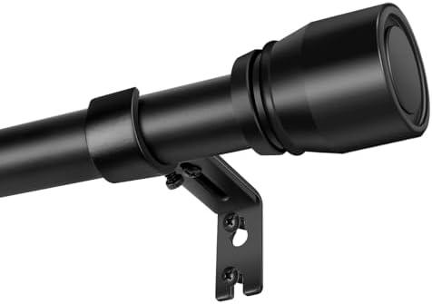 1” Diameter Curtain Rods Itself is 30 to 144 inch 1 Pack Fit 30-142 inch, 66 to 120 inch Window with Heavy Duty Adjustable Rod Matte Black Splicing Metal Extra Long Curtain Rod for Windows