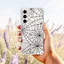 YESPURE for Samsung Galaxy S24 Case Halloween Clear Cute Spider Web Painting Case for Kids Transparent Soft TPU Slim Protective Case Bumper Shockproof Protection for Galaxy S24