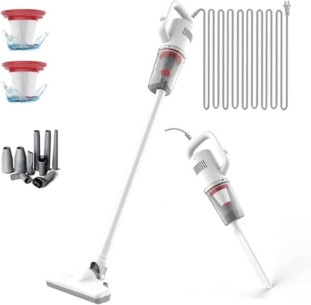 KEROMEE Stick Corded Handheld Vacuum Cleaner 26ft Cord Electric Broom for Pet Hair Hardwood Floor Cat Litter Cleaning