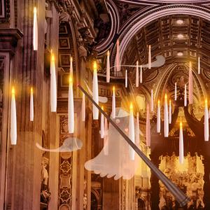 Halloween Decorations, 20 PCs Floating Candles with Wand Magic Hanging Candles, Flickering Warm Light Flameless Floating LED Candle with Wand Remote, Battery Operated Taper Candle Set for Theme Party