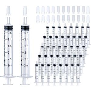 100 Pack 3mL Syringe with Tip Cap for Liquid, 3cc Plastic Syringes with Cover, Non-Sterile, No Needle