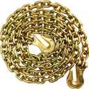 3/8 Chain Trailer Chains with Hooks, Grade 80 Tow Log Chain 7100 lbs Working Load for Truck Farm Construction(3/8 in x 10FT)