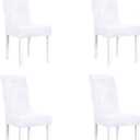 Obstal White Stretch Spandex Dining Room Chair Covers ?Set of 4 Universal Removable Washable Chair Seat Slipcovers Protector for Kitchen, Ceremony, Wedding, Banquet, Hotel and Party