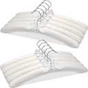 JS HANGER Padded Hangers - 17 Inch Extra Large Heavy Duty Cotton Covered Coat Hangers No Shoulder Bump for Women Clothes, Sweaters, Dresses, Clothing, Weddings, Lingerie Pack of 10, Cream White