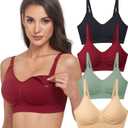 GXXGE 4Pack Nursing Bra for Breastfeeding Maternity Bras Push Up Silk Seamless Pregnancy Bralette Underwear, Size: Large