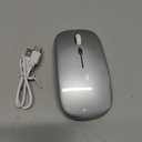 WREANU Wireless Bluetooth Mouse Rechargeable Laptop Mice with LED Lights Silent Slim Use(BT5.2 and 2.4G Portable USB Receiver)Dual Mode Computer Mouse for Laptop/iPad/Tablet/Apple/Computer/Mac(Silver)